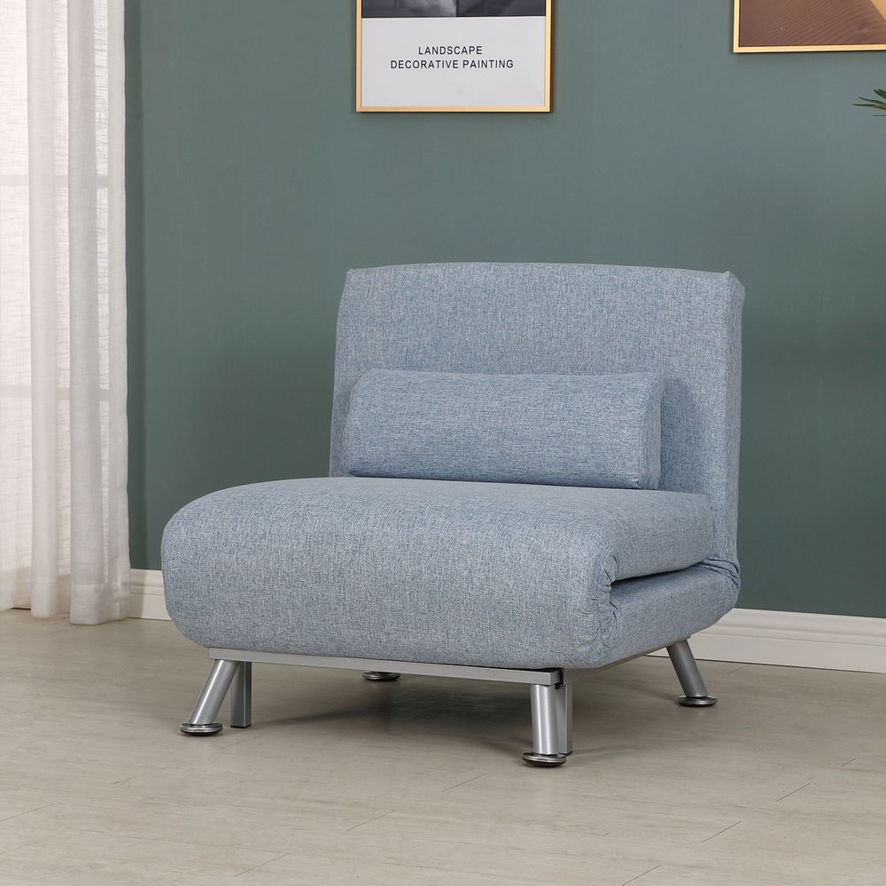 Blue Single Folding 5-Position Convertible Sleeper Chair Sofa Bed