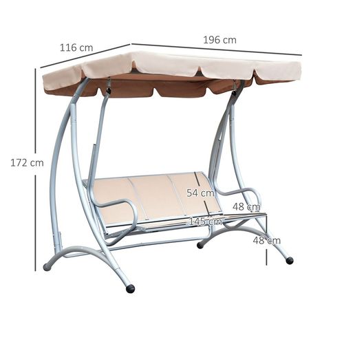 3-Seater Garden Swing Chair with Adjustable Canopy – Beige Bliss