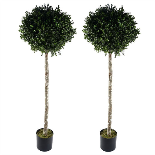 140cm Pair of UV Resistant Buxus Ball Artificial Trees for Elegant Topiary