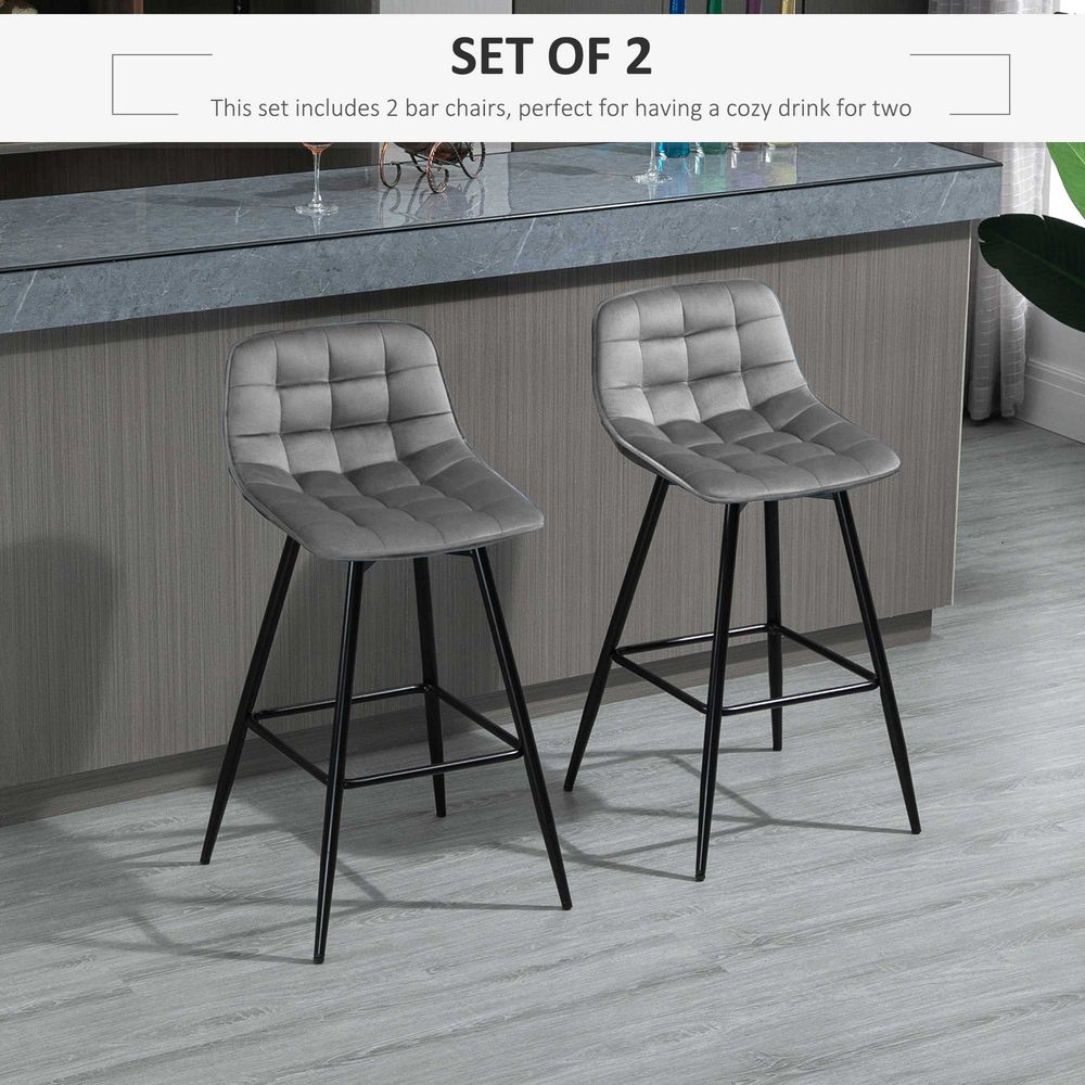 Set of 2 Velvet-Touch Kitchen Counter Chairs for Dining and Bar Stool Use