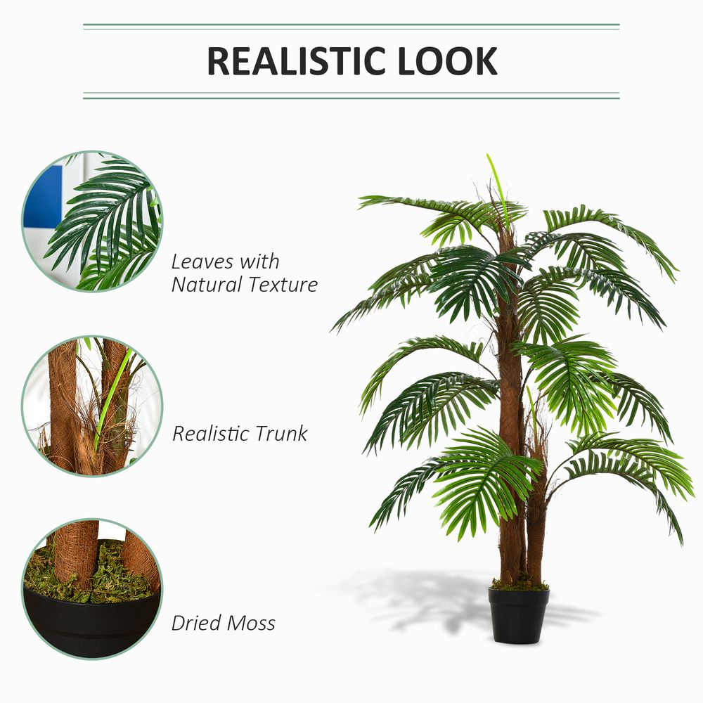 120cm (4ft) Artificial Palm Tree with 19 Leaves - Decorative Plant in Nursery Pot