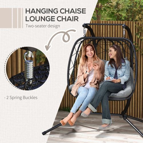 Modern PE Wicker Hanging Chair with Cushions - Ultimate Outdoor Comfort