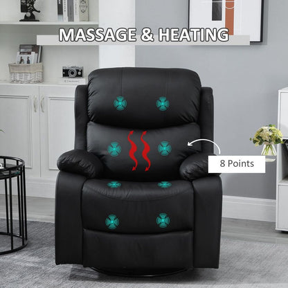 Black Manual Massage Recliner Chair with Footrest and Remote for Relaxation