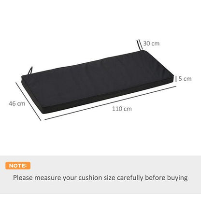 2-Seater Bench Cushion Polyester Cover Seat Pad Replacement Black