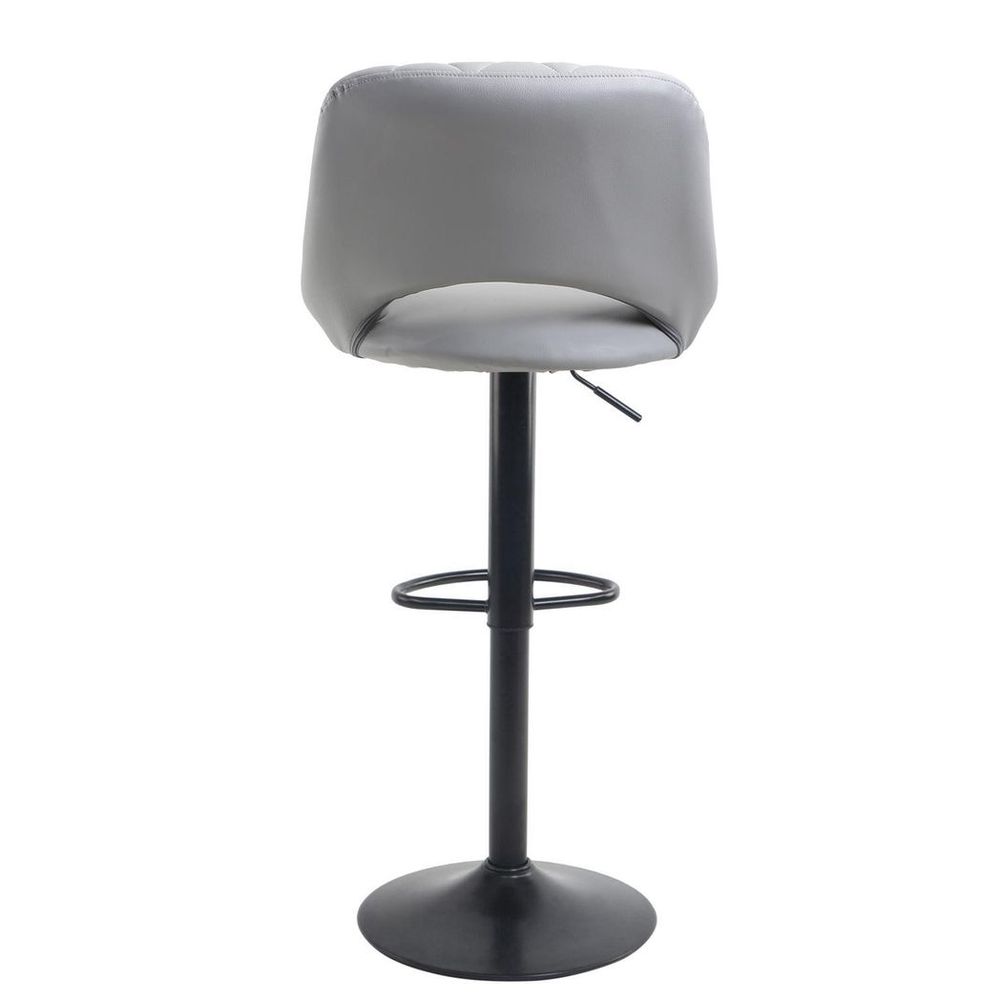 Set of 2 Grey Faux Leather Barstools with Matt Black Legs