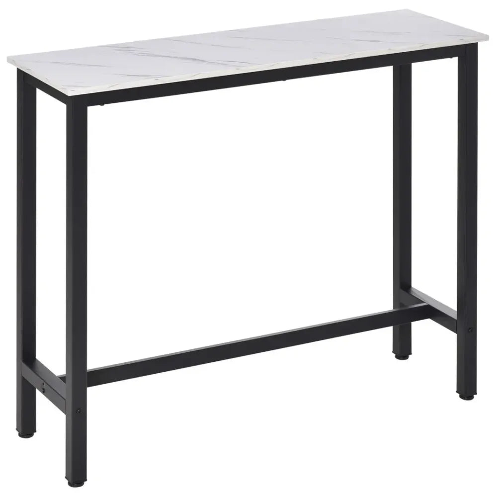 Bar Table - Breakfast Dining Coffee Table with Adjustable Footpads, White & Black