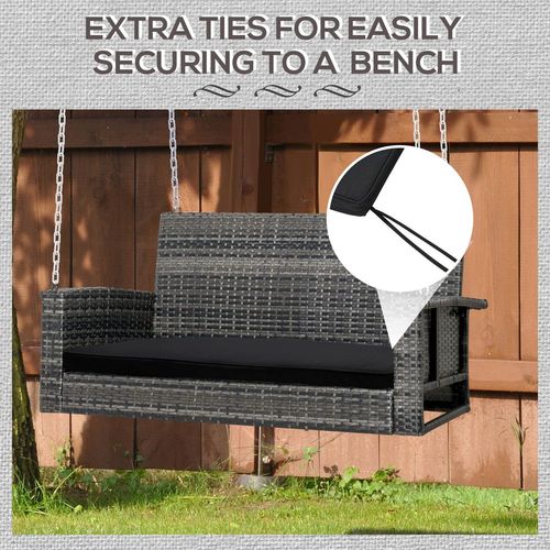 2-Seater Bench Cushion Polyester Cover Seat Pad Replacement Black