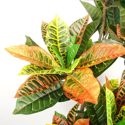 140cm Codiaeum Tree - Artificial with 179 Leaves for Colourful Spaces