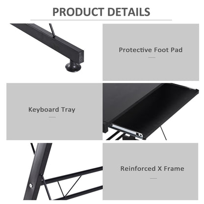 Black L-Shaped Computer Desk with Keyboard Tray for Efficient Workspace