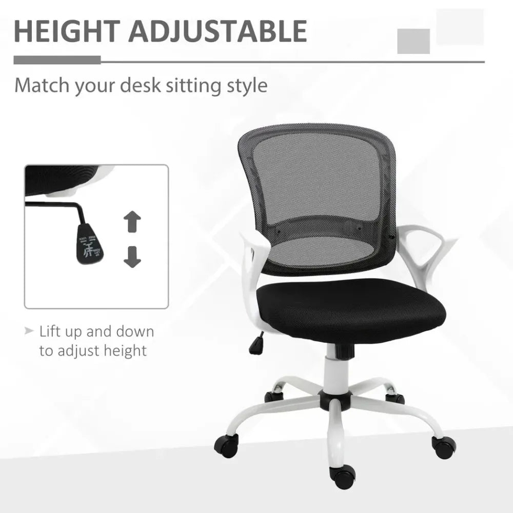 Black Mesh Home Office Chair with Lumbar Support, Armrests and Swivel Function