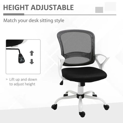 Black Mesh Home Office Chair with Lumbar Support, Armrests and Swivel Function