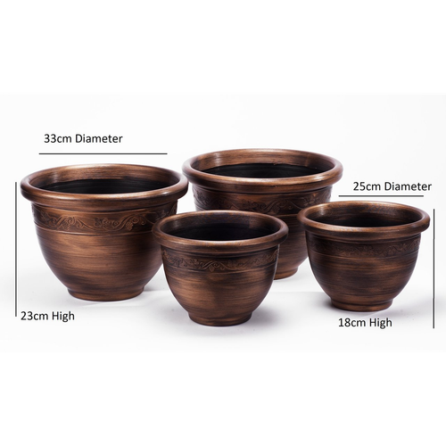 Elegant Bronze Wenlock Planters - Set of 4 for Timeless Garden Charm