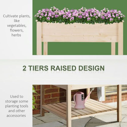 Stylish Elevated Garden Planter with Storage Shelf - Perfect for Any Space!