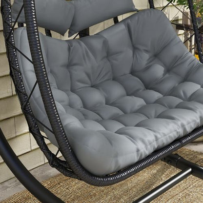 Modern PE Wicker Hanging Chair with Cushions - Ultimate Outdoor Comfort