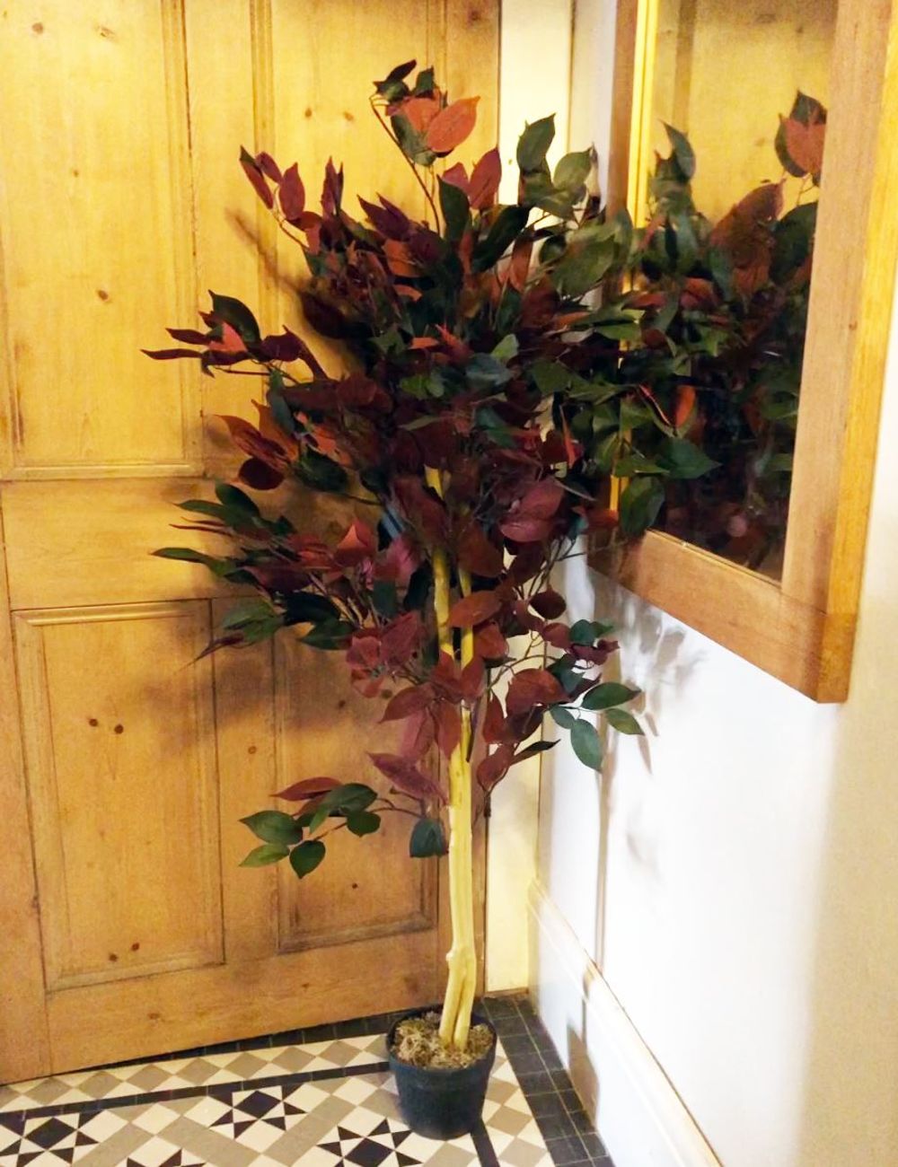 120cm Extra Large Artificial Ficus Plant in Dark Red and Green for a Realistic Finish