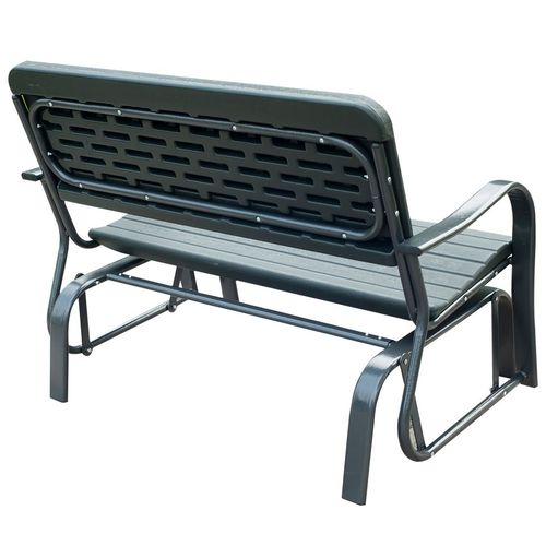 Charming Green Metal 2-Seater Outdoor Rocking Bench for Garden Relaxation