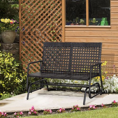 Cosy 2-Seater Wicker Glider Rocking Chair for Patio & Garden Relaxation