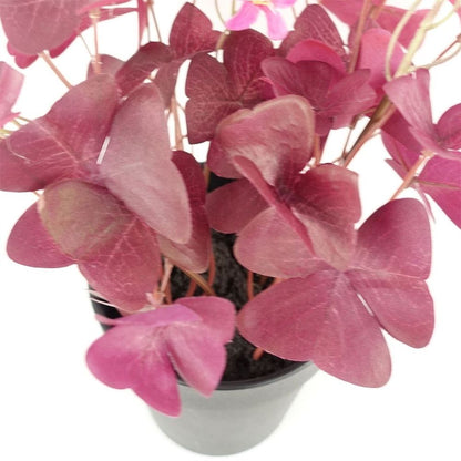 30cm Realistic Purple Shamrock Potted Plant with Pink Flowers