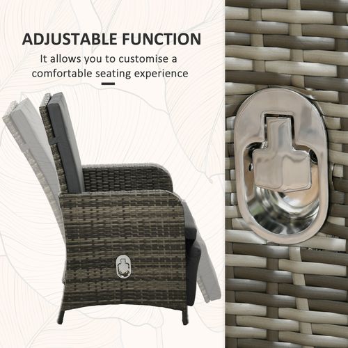 3-Piece Adjustable Rattan Bistro Set - Elegant Mix-Grey Comfort