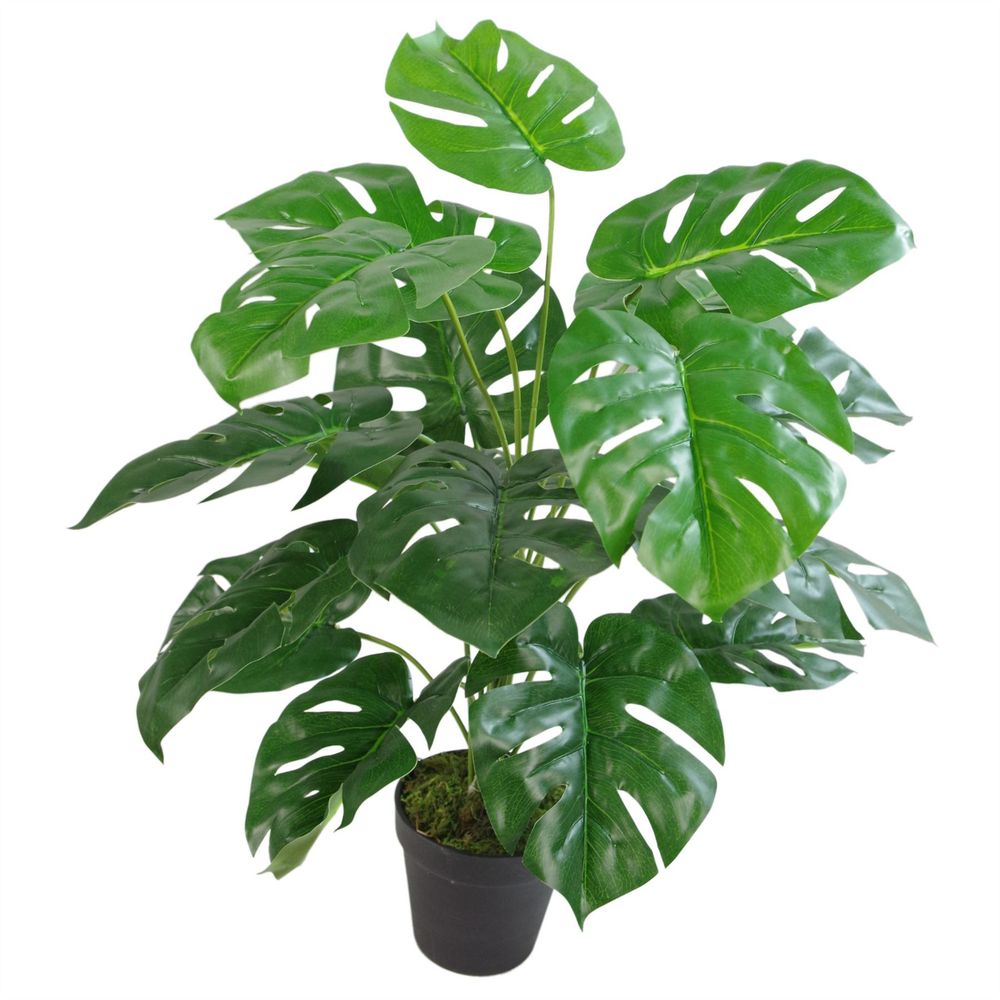 60cm Artificial Monstera Plant with Included Gold Metal Planter