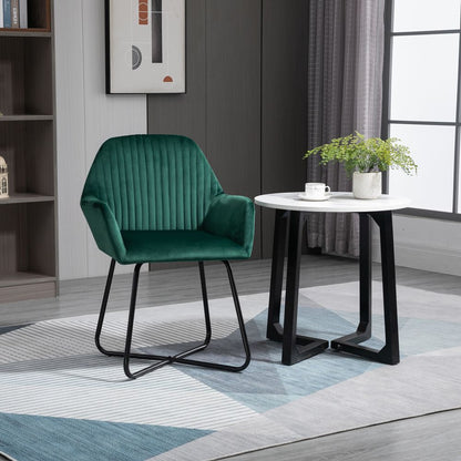 Green Velvet-Feel Upholstered Accent Chair with Metal Base for Modern Living