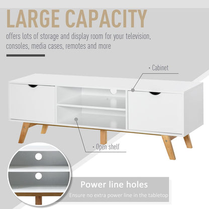 White Particle Board Media Unit with 4 Compartments, Modern Storage