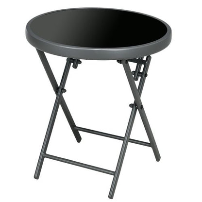 Portable Round Folding Side Table with Elegant Imitation Marble Top