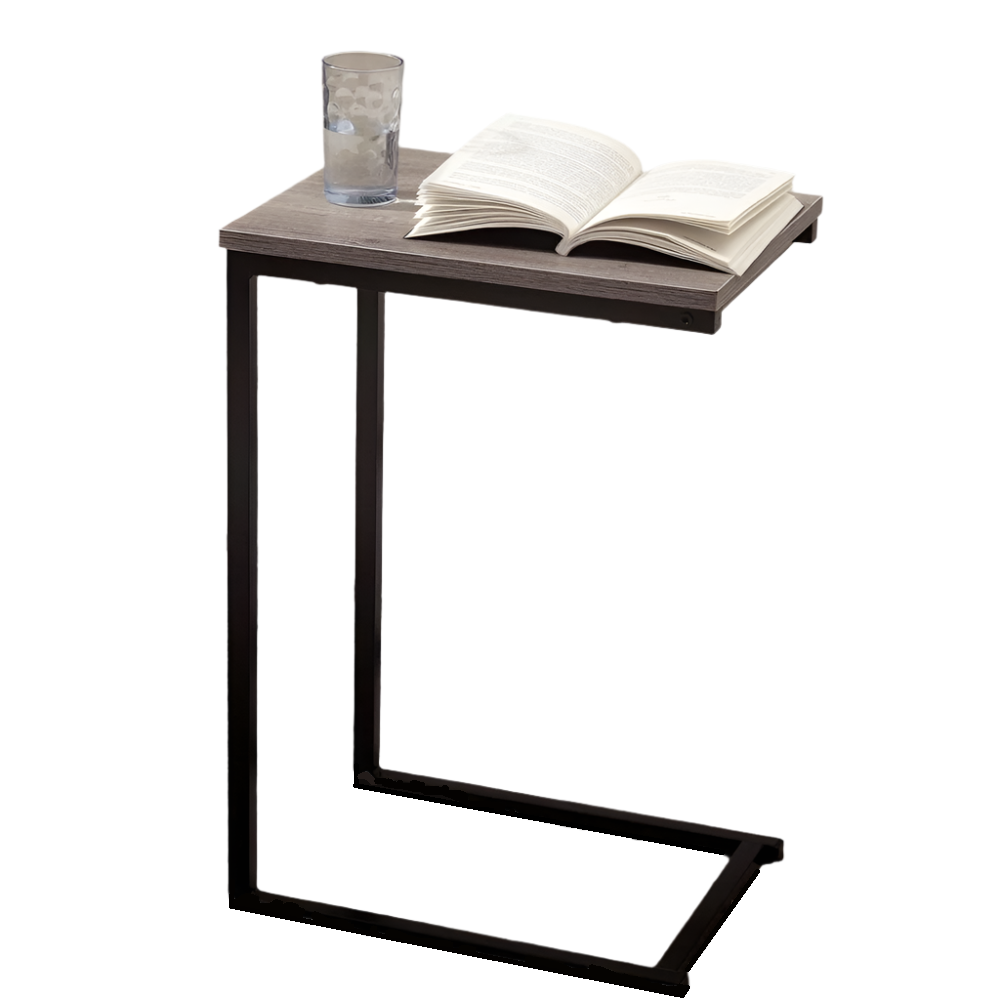 Black Powder Coated C-Shaped Side Table for Modern Living Room Accent