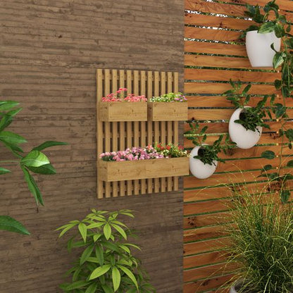 Wall-Mounted Wooden Garden Planters with Trellis for Versatile Planting