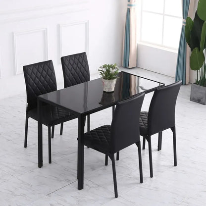 Modern Dining Chairs - Faux Leather Accent Chairs, Set of 4 for Kitchen, Black