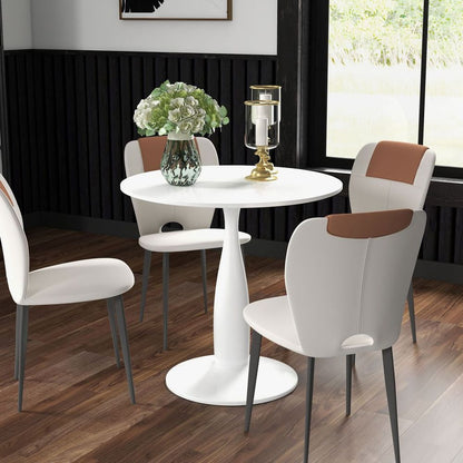 Round Dining Table with Steel Base for Living and Dining Rooms