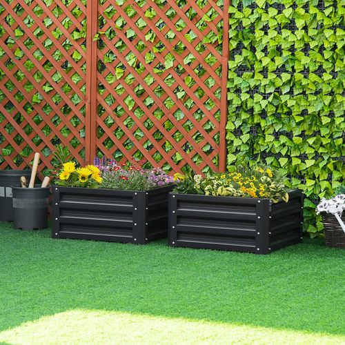 Set of 2 Galvanised Raised Garden Beds - Durable & Easy to Assemble