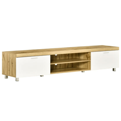 Light Brown Modern TV Unit with Cabinet Shelf for Living Room