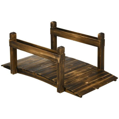 Charming 5FT Wooden Garden Bridge with Planters - Perfect for Ponds & Walkways!