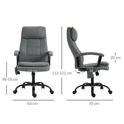 Grey Adjustable Height Office Chair with 2-Point Massage and Linen Look