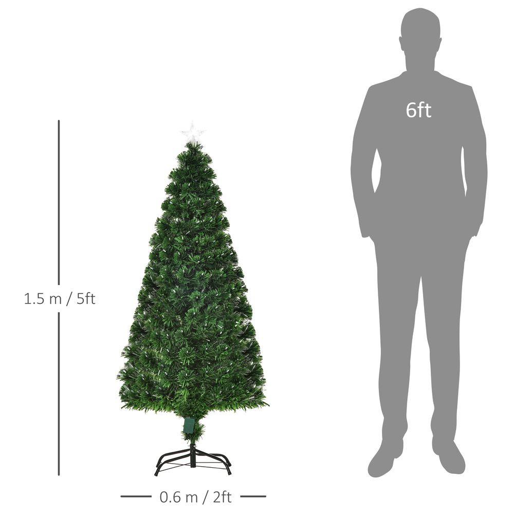 5FT Pre-Lit Artificial Christmas Tree with Lights, Star Topper, and Metal Base