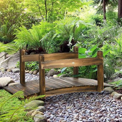 Charming 5FT Wooden Garden Bridge with Planters - Perfect for Ponds & Walkways!