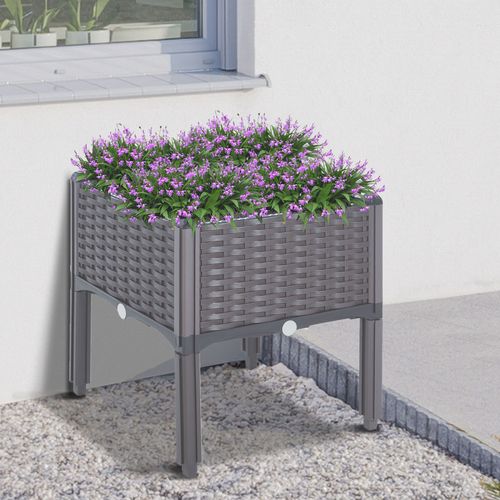 Elevate Your Garden: Elegant Brown Raised Planter Box with Self-Watering Disk