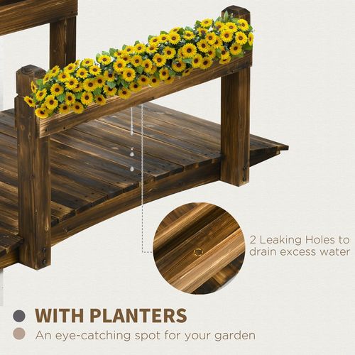 Charming 5FT Wooden Garden Bridge with Planters - Perfect for Ponds & Walkways!