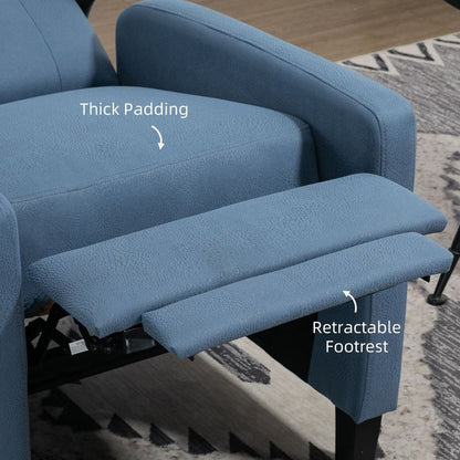 Blue Button-Tufted Microfibre Recliner Armchair for Comfortable Living Room Seating