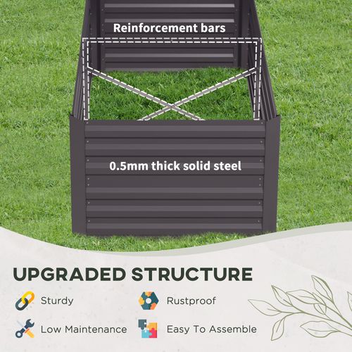 Steel Outdoor Raised Garden Bed - Durable & Spacious Dark Grey Design