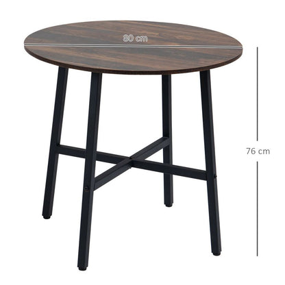 80cm Round Kitchen Table: Dining Table with Steel Legs for Small Spaces