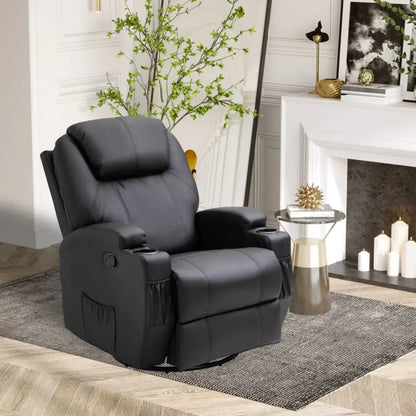 Faux Leather Electric Recliner Sofa Chair - 8-Point Vibration Massage with Remote