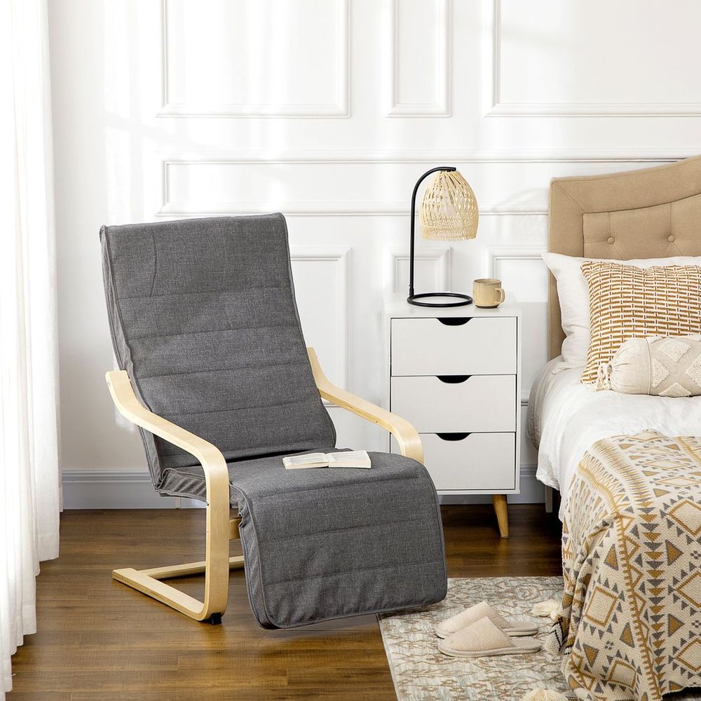Dark Grey Adjustable Lounge Chair Recliner with Comfortable Footrest for Home