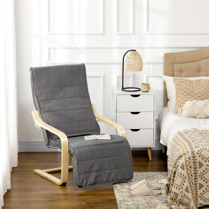 Dark Grey Adjustable Lounge Chair Recliner with Comfortable Footrest for Home