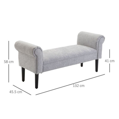 Modern Rolled Arm Bench Ottoman – Bed End Sofa Seat & Footrest for Bedroom/Entryway