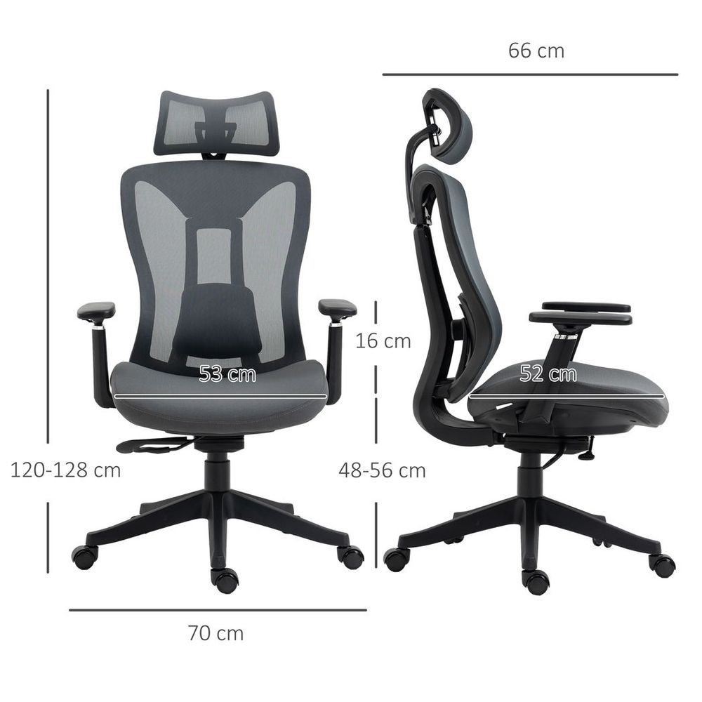 Mesh Office Chair with Lumbar Support, Sliding Seat and 3D Arms for Comfort