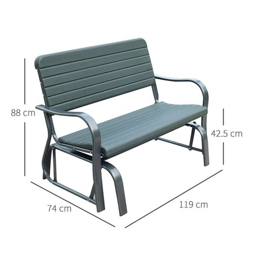 Charming Green Metal 2-Seater Outdoor Rocking Bench for Garden Relaxation