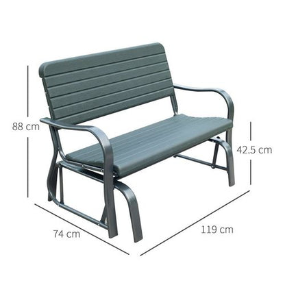 Charming Green Metal 2-Seater Outdoor Rocking Bench for Garden Relaxation