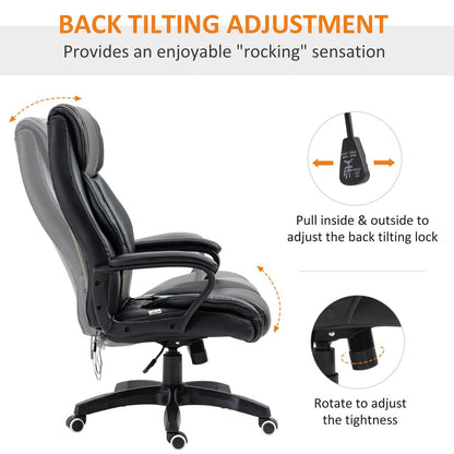 Black Executive Office Chair with High Back and 6-Point Vibration Massage